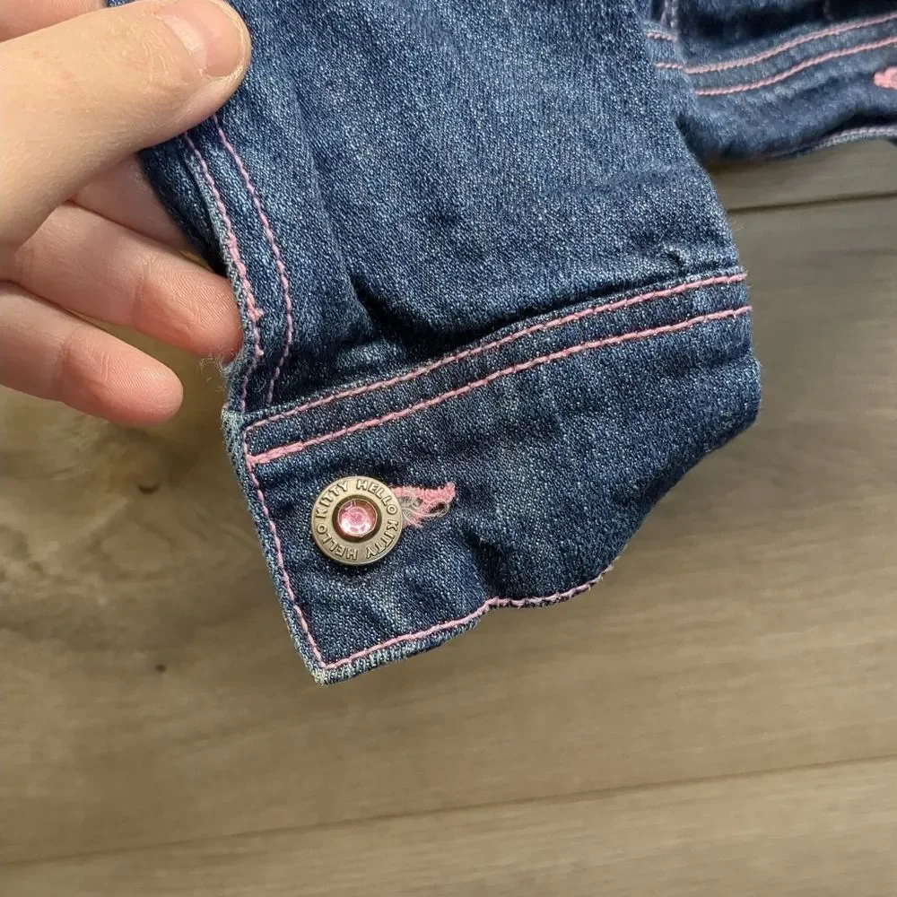 Girls Hello Kitty Button Denim Jacket Size 5